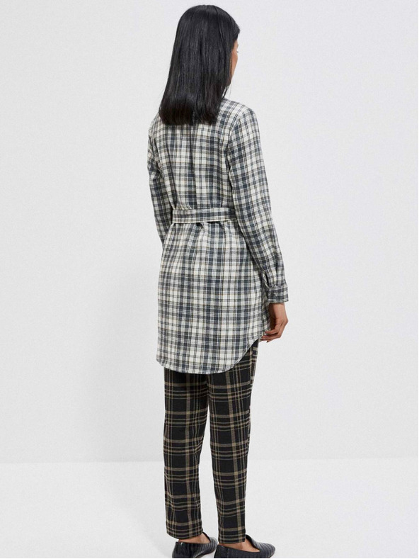 Moodo Moodo fehér és szürke női kockás ing kabátkabát