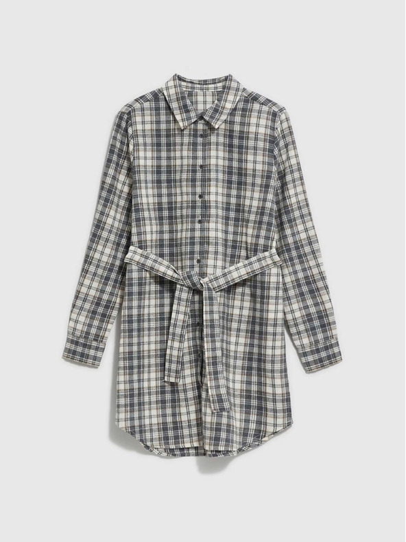 Moodo Moodo fehér és szürke női kockás ing kabátkabát