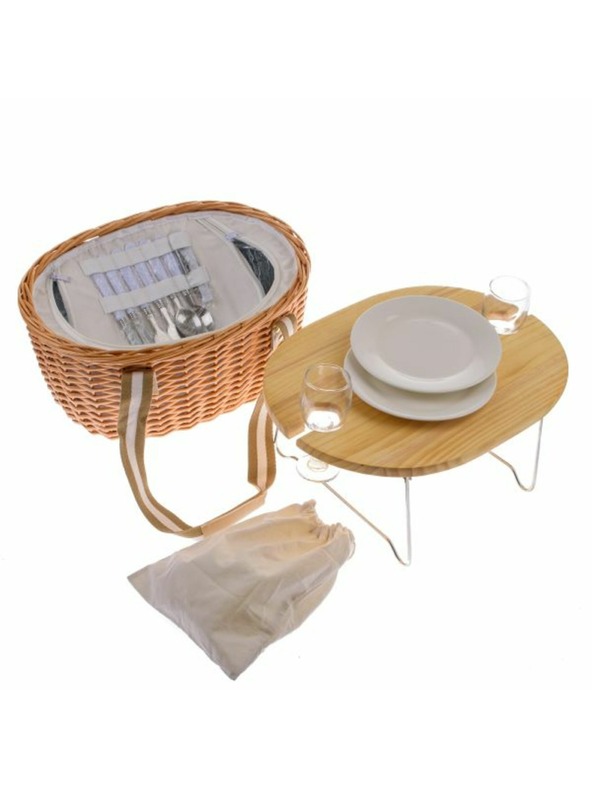 Casa de Engel Fonott piknikkosár fix fedéllel/állvánnyal, 2 személyre, termoszdobozzal, 0/2