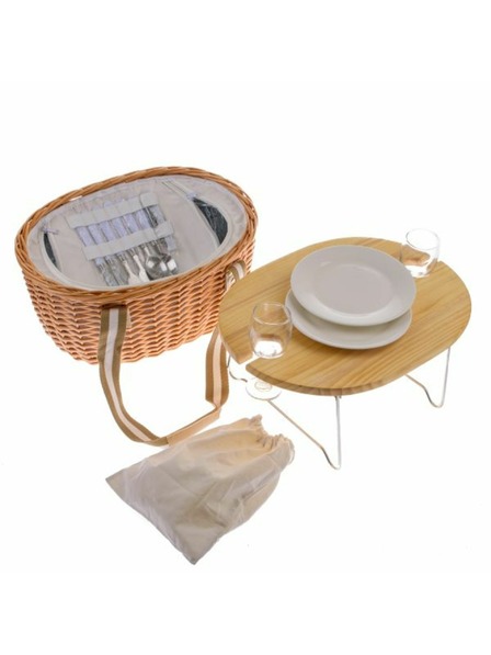 Casa de Engel Fonott piknikkosár fix fedéllel/állvánnyal, 2 személyre, termoszdobozzal, 0/2