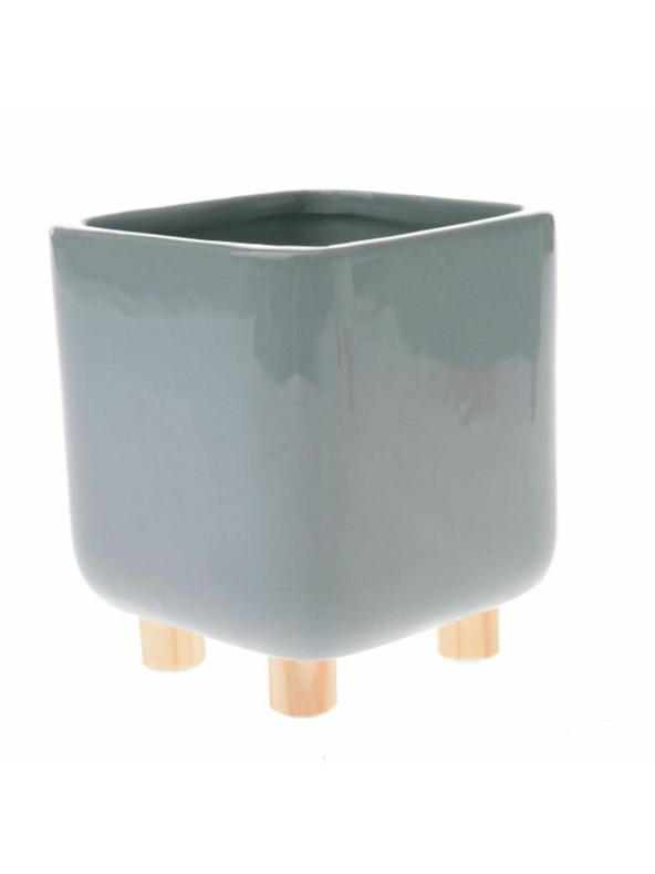 Casa de Engel Kerámia virágcserép borító fa lábakkal, világoszöld, 0/24