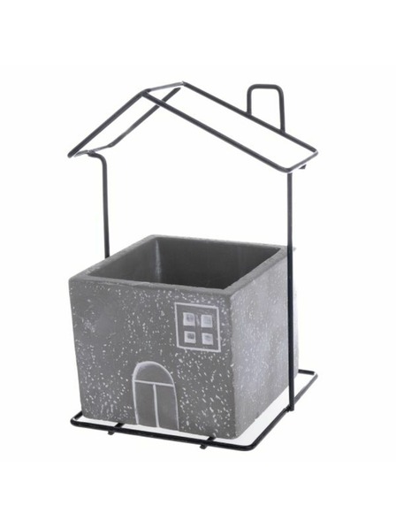 Casa de Engel Beton virágcserép tartó fém házikóval, 0/6