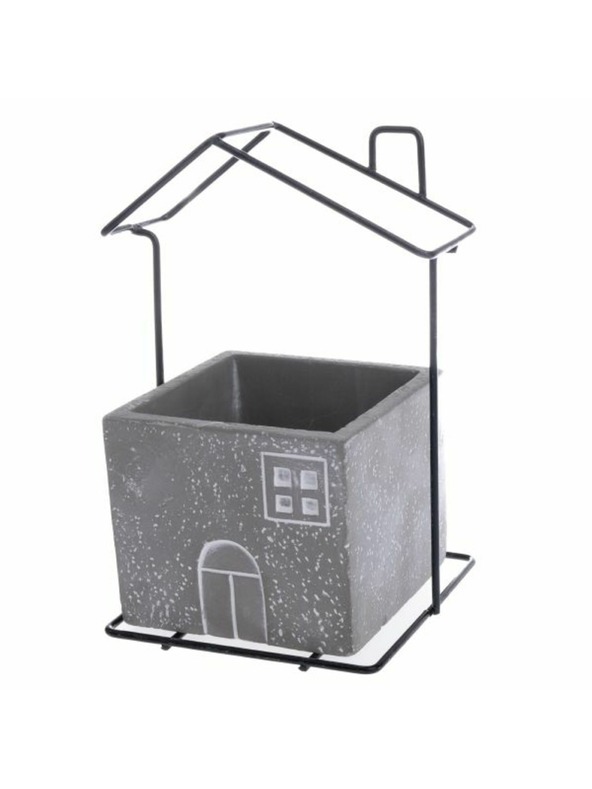 Casa de Engel Beton virágcserép tartó fém házikóval, 0/6