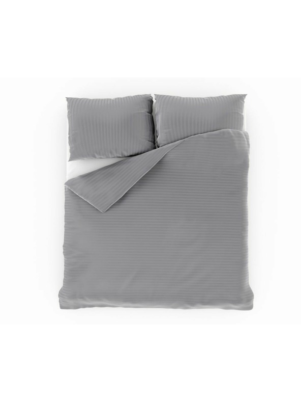 Kvalitex Csíkos szatén ágyneműhuzat 140x200, 70x90cm világosszürke Kvalitex