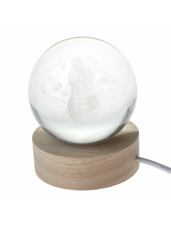 Casa de Engel Fénylő üveggömb fa talapzaton, USB, 0/60