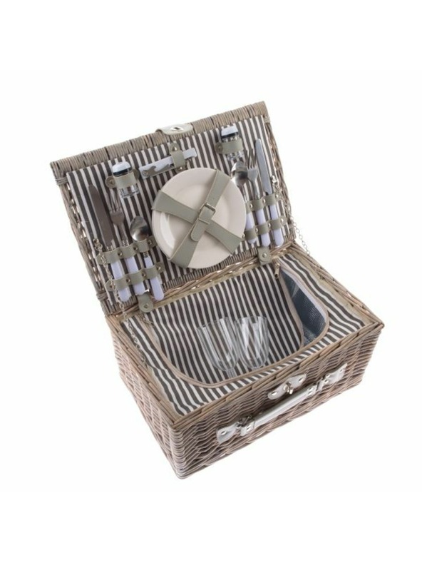 Casa de Engel 2 személyes fonott piknikkosár, hőszigetelő doboz, 0/2