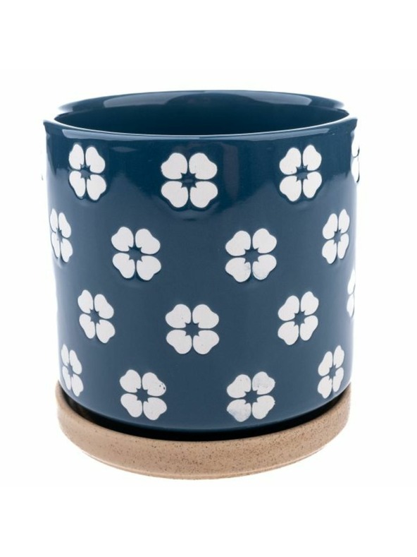 Casa de Engel Kerámia virágcserép tállal, kék, 0/12