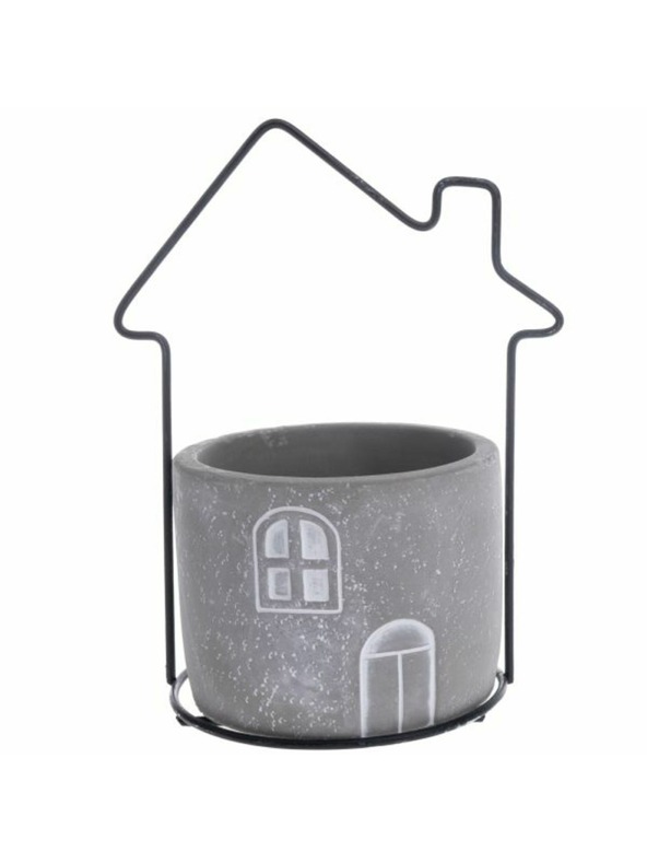 Casa de Engel Beton virágcserép tartó fém házikóval, 0/6