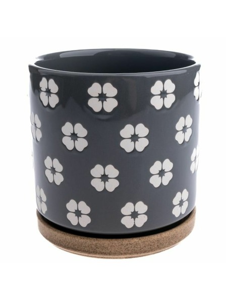 Casa de Engel Kerámia virágcserép tállal, szürke, 0/12