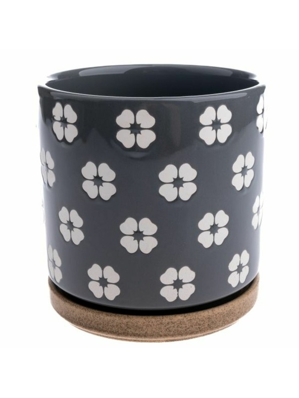 Casa de Engel Kerámia virágcserép tállal, szürke, 0/12