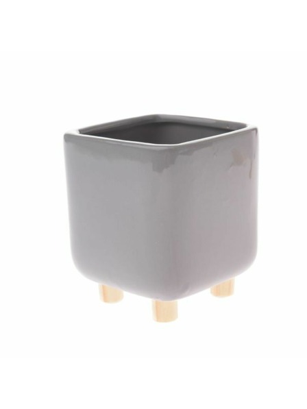 Casa de Engel Kerámia virágcserép fa lábakkal, szürke, 0/24