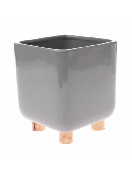 Casa de Engel Szürke kerámia virágcserép tartó fa lábakkal, 0/8