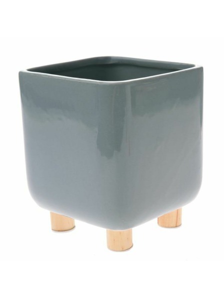 Casa de Engel Kerámia virágtartó borítás fa lábakkal, világoszöld, 0/8
