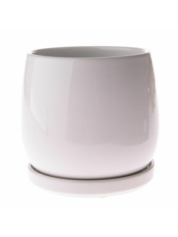 Casa de Engel Fehér kerámia virágcserép tállal, 0/12