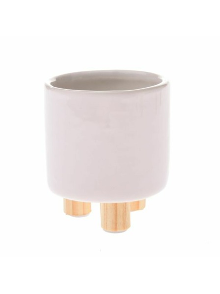 Casa de Engel Fehér kerámia virágcserép fa lábakkal, 0/48