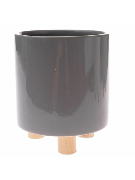 Casa de Engel Kerámia virágcserép fa lábakkal, szürke, 0/12