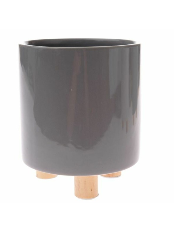 Casa de Engel Kerámia virágcserép fa lábakkal, szürke, 0/12