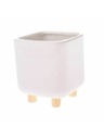 Casa de Engel Kerámia virágtartó borítás fa lábakkal, fehér, 0/24