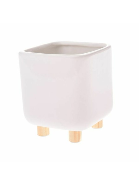 Casa de Engel Kerámia virágtartó borítás fa lábakkal, fehér, 0/24
