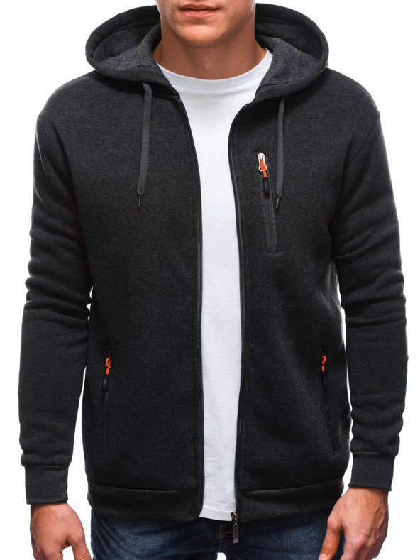 Edoti Férfi kapucnis pulóver 1539B - grafitszürke OTHER