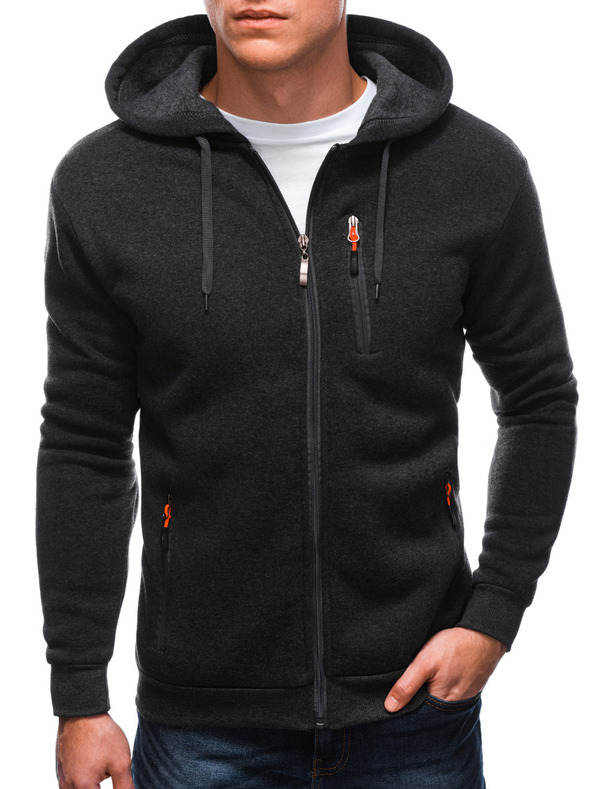 Edoti Férfi kapucnis pulóver 1539B - grafitszürke OTHER