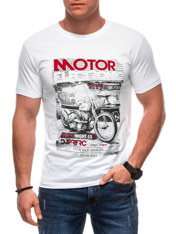 Edoti Férfi póló nyomattal 1982S - sötétkék OTHER