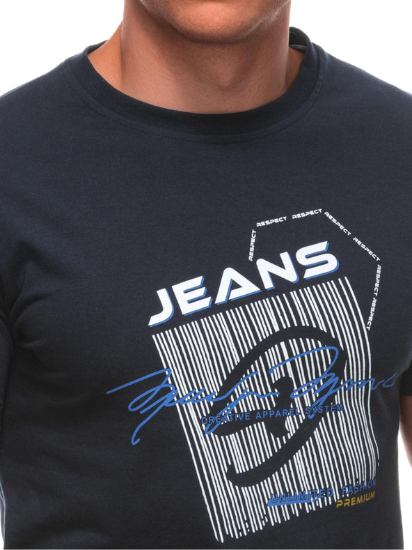 Edoti Férfi póló nyomattal 1982S - sötétkék OTHER