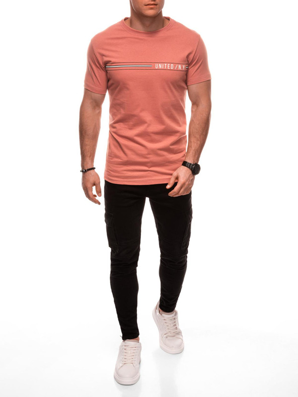 Edoti Férfi póló nyomattal S2025 - narancs OTHER