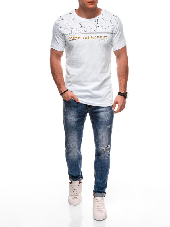 Edoti Férfi póló nyomattal S2033 - fehér OTHER