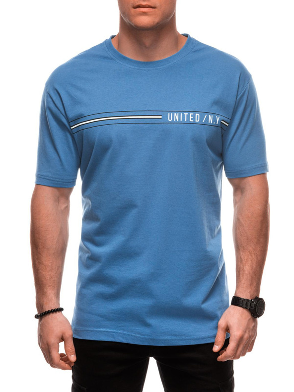 Edoti Férfi póló nyomattal S2025 - világoskék OTHER