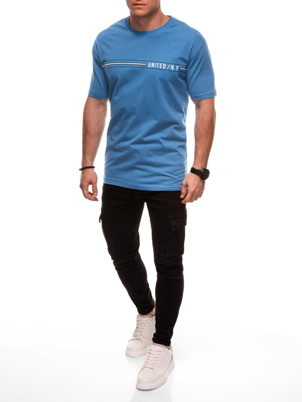 Edoti Férfi póló nyomattal S2025 - világoskék OTHER