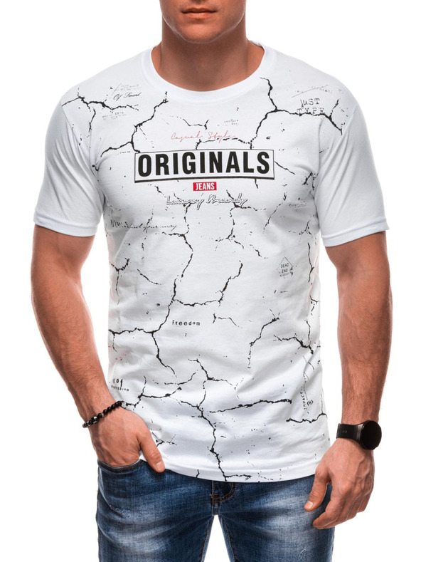 Edoti Férfi póló nyomattal S2033 - fehér OTHER