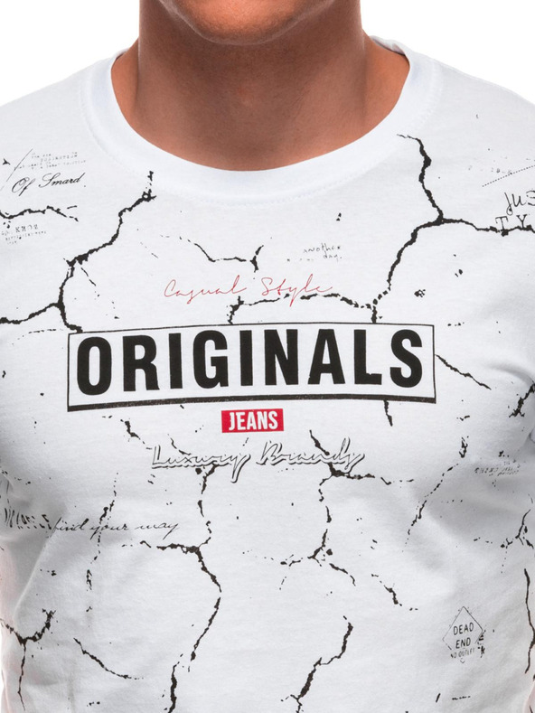 Edoti Férfi póló nyomattal S2033 - fehér OTHER