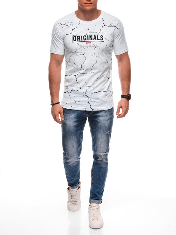 Edoti Férfi póló nyomattal S2033 - fehér OTHER