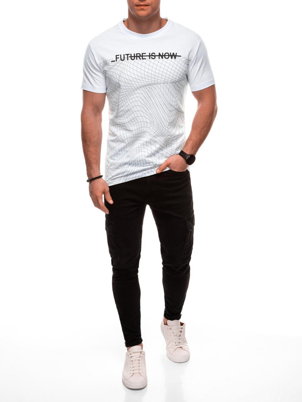 Edoti Férfi póló nyomattal S2033 - fehér OTHER