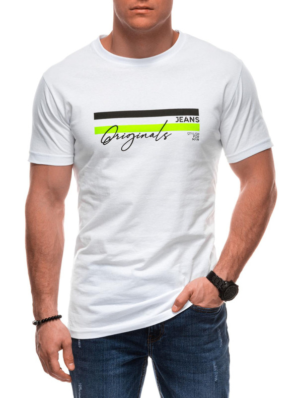 Edoti Férfi póló nyomattal S2027 - fehér OTHER