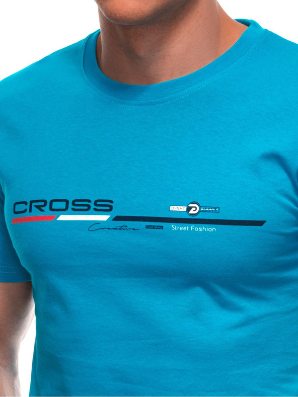 Edoti Férfi póló nyomattal S1712 - világoskék EDOTI