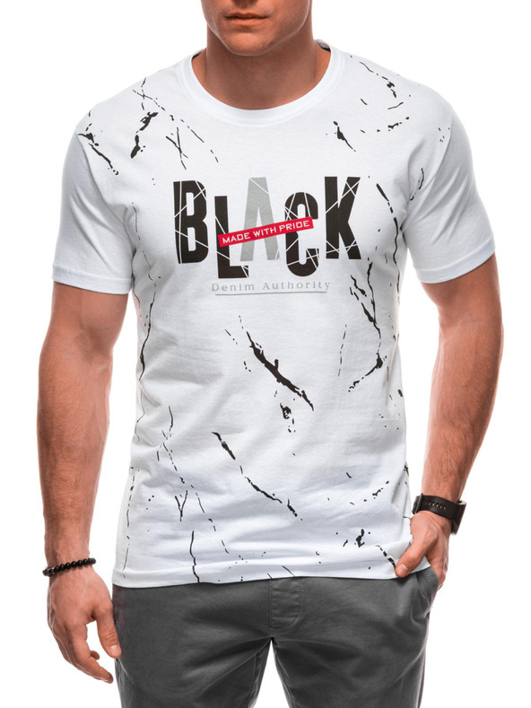 Edoti Férfi póló nyomattal S2028 - fehér OTHER