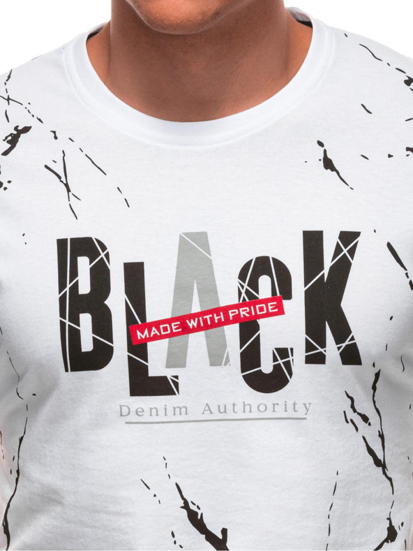 Edoti Férfi póló nyomattal S2028 - fehér OTHER