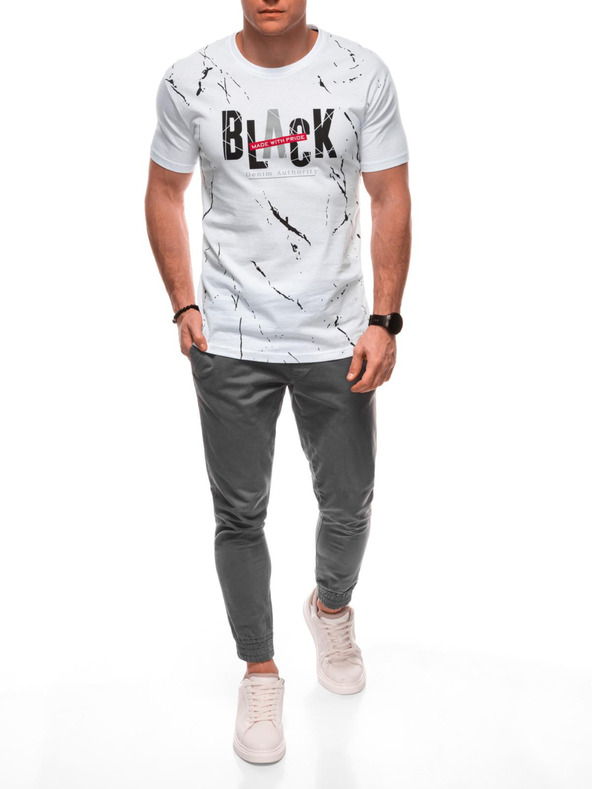 Edoti Férfi póló nyomattal S2028 - fehér OTHER