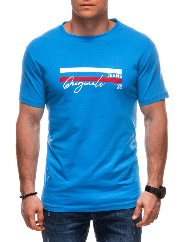 Edoti Férfi póló nyomattal S2027 - kék OTHER