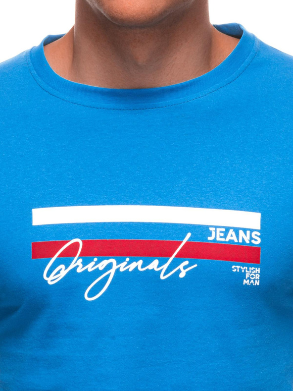 Edoti Férfi póló nyomattal S2027 - kék OTHER