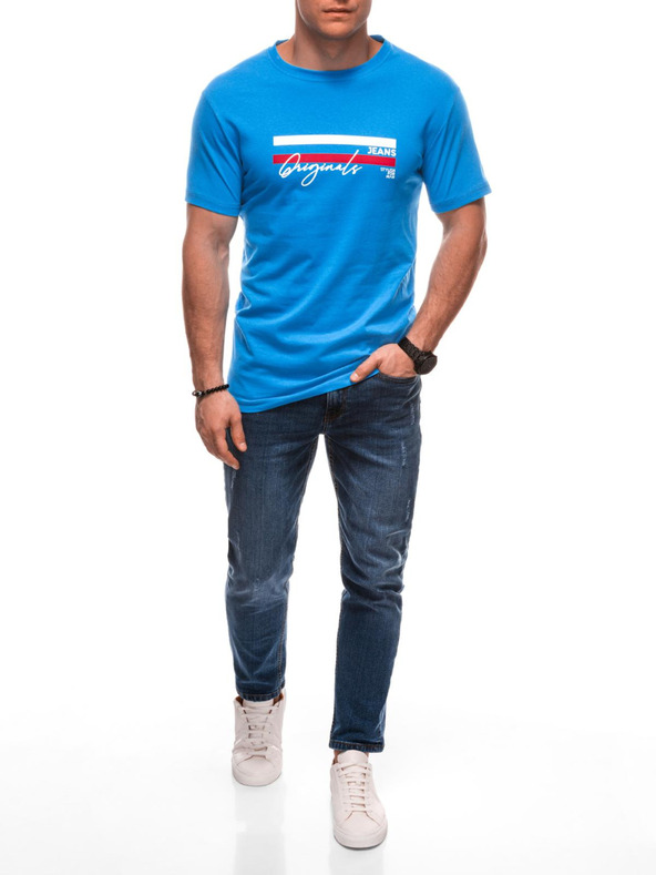 Edoti Férfi póló nyomattal S2027 - kék OTHER