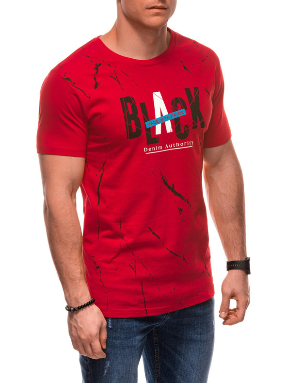 Edoti Férfi póló nyomattal S2028 - piros OTHER