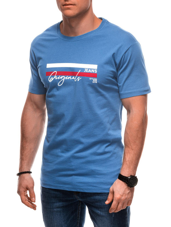 Edoti Férfi póló nyomattal S2027 - sötétkék OTHER