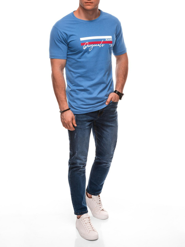 Edoti Férfi póló nyomattal S2027 - sötétkék OTHER