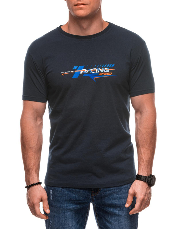 Edoti Férfi póló nyomattal 1982S - sötétkék OTHER