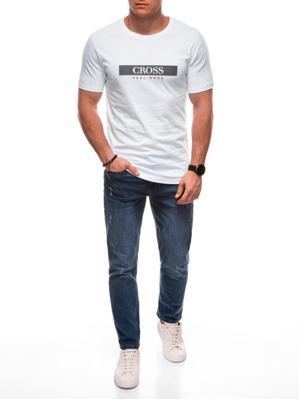 Edoti Férfi póló nyomattal S2033 - fehér OTHER