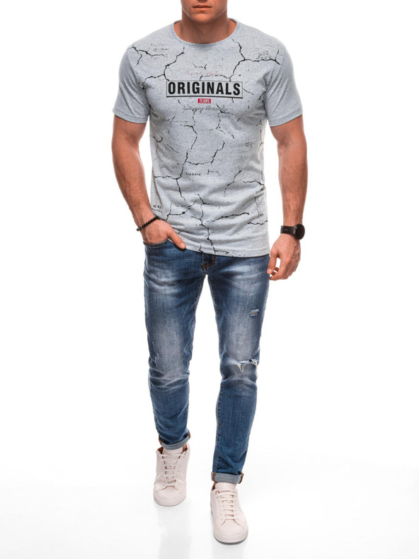 Edoti Férfi póló nyomattal S2033 - fehér OTHER