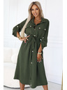numoco 531-5 Midi ingruha arany gombokkal és nyakkendővel - KHAKI